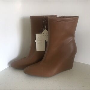 Brown Leather Wedge Boots